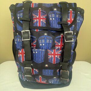 Doctor Who BBC Union Jack Tardis Knapsack Rucksack Slouch Backpack Police Blue